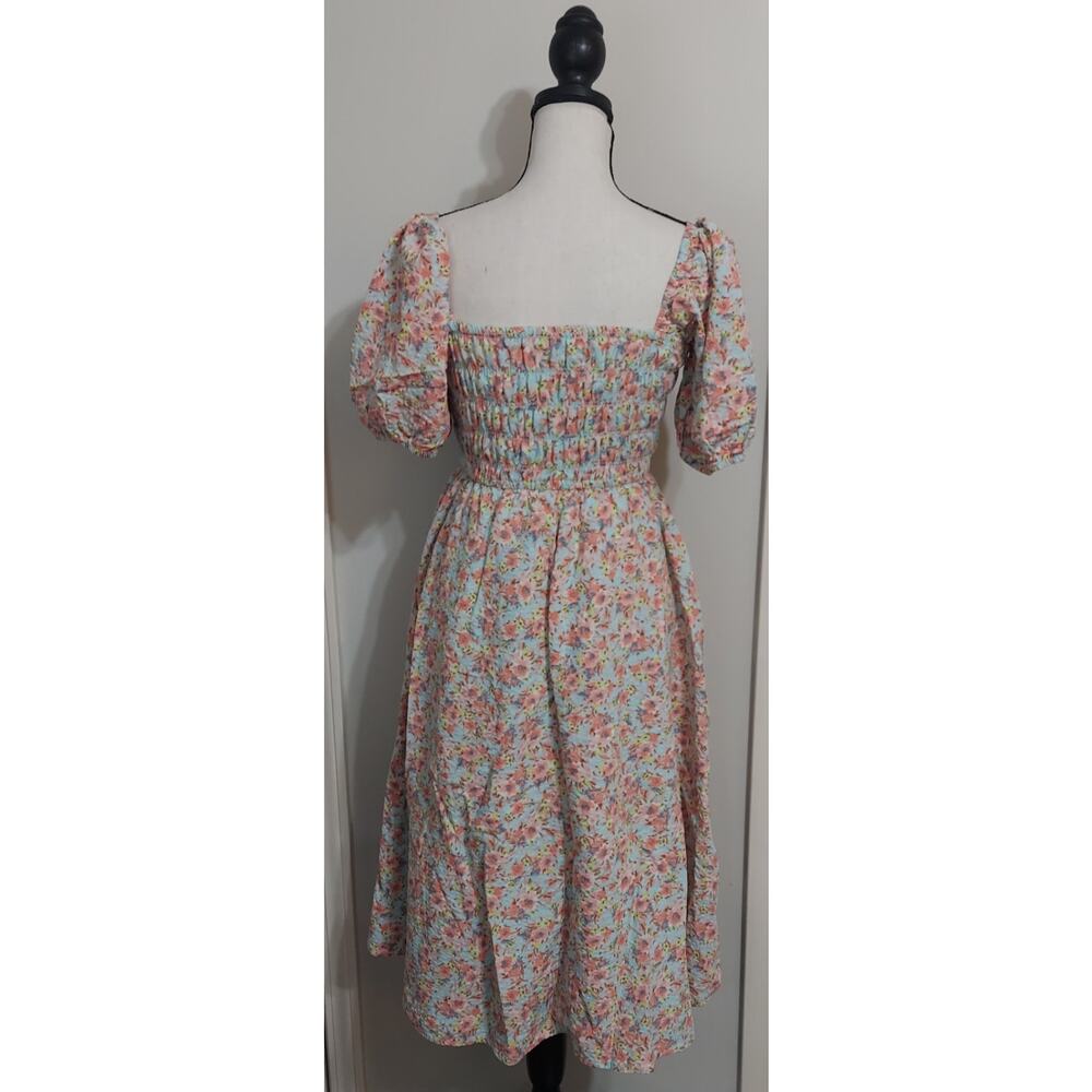 Milkmaid Cottagecore Peasant Dress Puff Sleeve Med Prairie Romantic Forever 21 - Picture 2 of 9